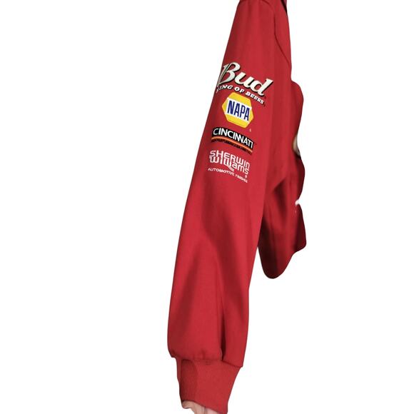 M655)Chase Authentic Dale Earnhardt Jr #8 Budweiser Red Twill Jacket Size Large - Picture 5 of 15